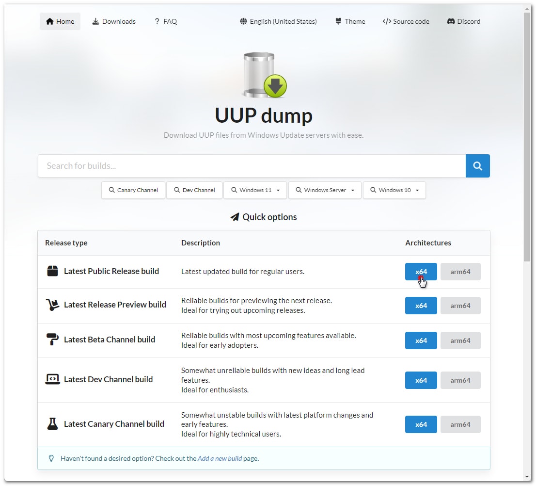 利用 UUP Dump 下載 Windows 10/11 最新正式版光碟映像檔 - 第1張圖